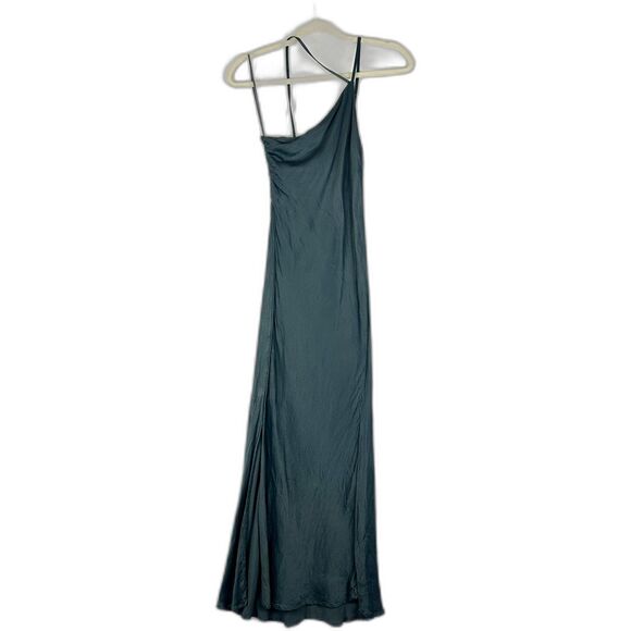 Blank London Maxi Slip Dress Size 2 Thigh Slit Satin Grey Special Occasion - Picture 1 of 7